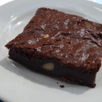 Vegan chocolate brownie. at Fundies Wholefoods Cafe - Byron Bay in Byron Bay