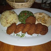 Falafel platter with three sides at Sultan Restaurant & Cafe in Oranjestad