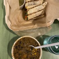 El Hefe burrito & black bean soup special   at Juice Pharm in Duluth