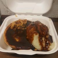Breakfast Pie with mash, gravy and crispy onions on top  at Young Vegans - Online only in East London