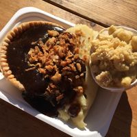 ‘Aussie’ mince pie with mashed potato, mac n cheese and gravy at Young Vegans - Online only in East London