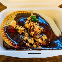 VEGAN STEAK AND ALE PIE
Tender chunks of vegan steak marinated in a rich dark ale with Mash and Gravy  at Young Vegans - Online only in East London