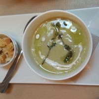 example of first course from the menu at Strata Bakery in Barcelona