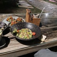 Healing Soup, Ceviche and Cauli Tacos.  at Seva Table in Dubai