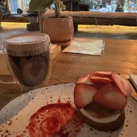 Cocoa and strawberry feels lavender cakee  at Seva Table in Dubai