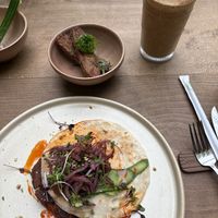 Lion’s mane with a side of tempeh  at Seva Table in Dubai