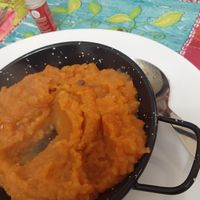 Soooo good first plate other choice of potatoes with paprika and fake chorizo. at Telos Comida Casera Natural Vegetariana y Vegana in San Lorenzo De El Escorial