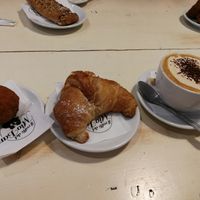 Vegan cornetto, soya cappuccino and an Italian savoury fried delicacy at Taste of Napoli in Bristol