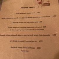 Dessert menu at Rotas da Ilha Verde in Sao Miguel