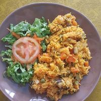 Vegan Paella for lunch at Rotas da Ilha Verde in Sao Miguel