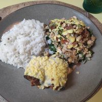 Lunch box quinoa salad, filled zucchini and rice at Rotas da Ilha Verde in Sao Miguel