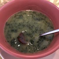 “Caldo verde” with vegan “chouriço "  at Rotas da Ilha Verde in Sao Miguel