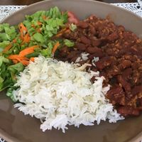 vegetarian chili with soy crumbles at Rotas da Ilha Verde in Sao Miguel