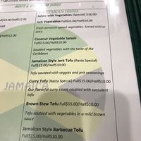 veg menu at Sweet Fingers Restaurant in San Leandro