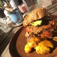 Vegan option veggie burger YUM  at Garden Grub Cafe in Wingham