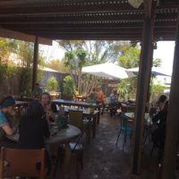 Outdoor seating at Garden Grub Cafe in Wingham