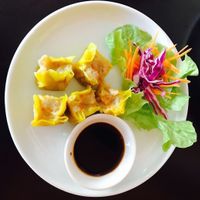 Steamed dim sims at PingAn Veggie Time in Bowden