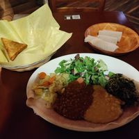 Veggie sampler at Enssaro Ethiopian Restaurant in Oakland