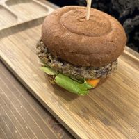 Satay burger  at Tökmag Vegan Street Food in Budapest