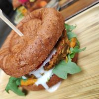 Szuper Tokos Burger at Tökmag Vegan Street Food in Budapest