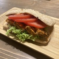 Chipotle tofu sandwich  at Tökmag Vegan Street Food in Budapest