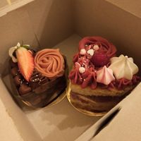 Valentin napi epres-csokis és málnás mini torta (only for valentine's day) at Tökmag Vegan Street Food in Budapest