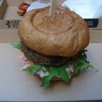 The burger at Tökmag Vegan Street Food in Budapest