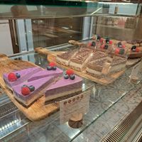 Vegan cheesecakes at Tökmag Vegan Street Food in Budapest