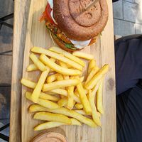 Pumpkin burger at Tökmag Vegan Street Food in Budapest
