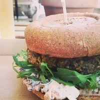 Do you see the little stamp on the burger  at Tökmag Vegan Street Food in Budapest