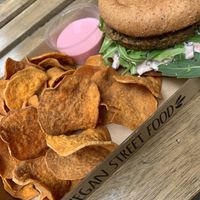 Mushroom burger at Tökmag Vegan Street Food in Budapest
