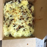 Pasta mushrooms  at Tökmag Vegan Street Food in Budapest