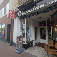 The entrance. Advertised vegan options on the street!! at Pasundan in Nijmegen