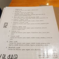 Menu pizza at Pizzi & Dixie in Madrid