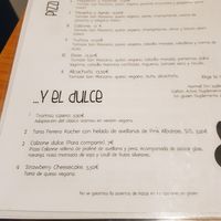 Menu postre at Pizzi & Dixie in Madrid