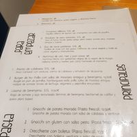 Menu entrantes at Pizzi & Dixie in Madrid