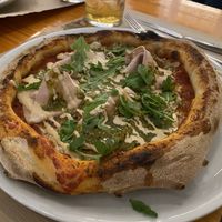 Pizza mortadela y pesto de pistacho   at Pizzi & Dixie in Madrid