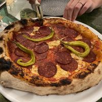 Pepperoni and pickled peppers   at Pizzi & Dixie in Madrid