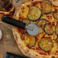 Eggplant garlic pizzA at Pizzi & Dixie in Madrid