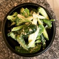 Crispy greens in horseradish tahini at Bana in Tel Aviv