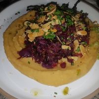 Roasted cabbage, sliced almonds dukka mix at Bana in Tel Aviv