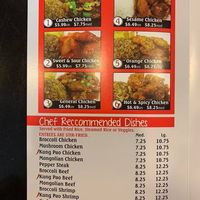 Menu showing meat dishes offered  at Yum Yum Bowl in Springfield