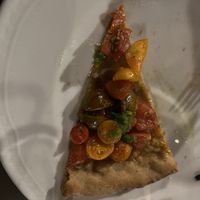 Pizza - cherry tomatoes and arugula pesto  at Vegan Agrivilla I Pini in San Gimignano