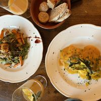 Kale pesto, and pumpkin ravioli  at Vegan Agrivilla I Pini in San Gimignano