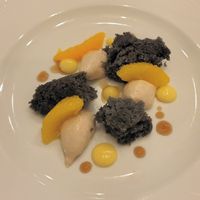 Loved the charcoal sponge cake, vanilla cream & zesty oranges 🍊 at Vegan Agrivilla I Pini in San Gimignano