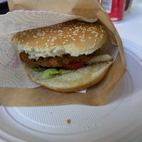 One very dry falafel burger at Bar Meeting in Sorrento