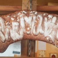 sign made of bread at The Market in Okayama