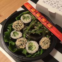 Vegan Sushi with stir fry french beans. at Wild Forest in Bucharest