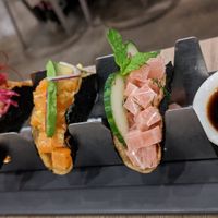 Order the nori sampler to try all their "seafood" at Beyond Sushi in New York City