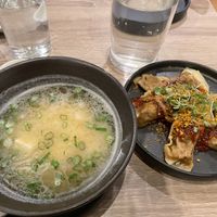 Miso soup and dumplings   at Beyond Sushi in New York City